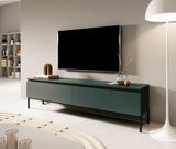 Selsey Meuble TV Armoire De Télévision 2 Portes 150 cm sur Pieds Noir Salle De Séjour Chambre À Coucher Vert Foncé Bemmi