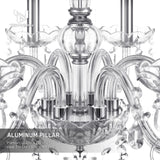 TRY-YEAN Lustre Baroque à 6 Bras Lustre Transparent Cristal K5 Lustre Pampille Suspension Lampe de Plafond avec Chaîne Réglable pour Chambre, Salon, Salle à Manger, Restaurant, E14