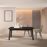 Skraut Home | Table à Manger | Meuble Salle à Manger | 170 | pour 8 Personnes | Pieds en Bois | Style Moderne | Noir