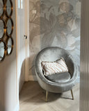 Beliani Fauteuil en Velours Taupe et Métal Forme Ronde Rembourré en Mousse Style Elégant Langa