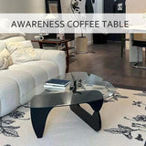 Table Basse Triangulaire ZhiLWS en Verre et Bois pour Salon, 32,3 x 22,4 x 15,7 cm, Noir, Bûche, Noyer