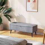 HOMCOM Banc de Rangement, Bout de lit, Coffre de Rangement en Tissu avec Pieds en Acier Noir, 101 x 38,5 x 44,5 cm, Gris