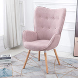 FURNISH1 Fauteuil Salon, Surface de siège en Tissu Rose, Dossier Confortable, Jambes de Tabouret en Bois Massif.