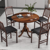 GIANTEX Table à Manger Rustique en Bois avec Plateau Rond et Pieds Incurvés, Table Ronde pour 4 Personnes, Cadre en Bois de Caoutchouc, pour Cuisine, Salle à Manger, Salon, 100 x 100 x 73 cm (Noyer)