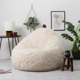 Icon Pouf Classique en Fausse Fourrure Licorne, Pouf Gros de Salon, Pouf Fauteuil pour Adultes ou Enfant avec Remplissage (Cocoon, Blanc)