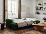 Lisa Design - Canapé Panoramique en U Convertible avec Coffre Anna en Velours - Canapé Lit - Grand Sofa XXL Vert 7 Places - Salon