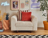 Lisa Design - Fauteuil Rune en Velours Côtelé Beige - Salon