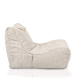 Ecopuf Flavio Chaise Longue Pouf Fauteuil Velours - Pouf Salon avec Pochette et Poignée, Rembourré - Fauteuil Relax Salon - Canapé Pouf - Pouf Chambre - Blanc crème Sz03