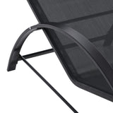 Outsunny Lot de 2 Bains de Soleil Chaise Longue Design Contemporain Table Basse Plateau Verre trempé métal époxy textilène Noir