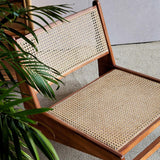 wanghaiyanBD Chaise d'appoint en rotin, design moderne du milieu du siècle, assise confortable pour chambres, balcons et terrasses, finition noyer