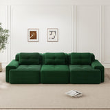 YEHTOKHOME Canapé 3 Places en Velours Côtelé avec 3 Coussins, Fauteuil avec Accoudoirs et Dessous Antidérapant, Confort Cloud sans Montage, Canapé Modulable (3, Vert)