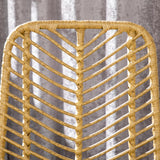 HOMCOM Lot de 2 tabourets de Bar Chaise de Bar Design bohème Hauteur 66 cm avec Repose-Pieds métal et Dossier cannage - Naturel
