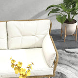 Outsunny Salon de Jardin d'angle 4 pers. 3 pièces avec 1 Table Basse Coussins Grand Confort Inclus résine tressée crème