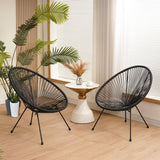 Albatros Acapulco Lot de 2 chaises noires - Chaise de jardin ou de balcon au design emblématique - Ergonomique et charge jusqu'à 120 kg - Fauteuil de salon d'extérieur ou intérieur - Fauteuil de