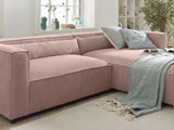 Lisa Design - Canapé d'angle Droit - Ela en Velours Côtelé - Sofa Rose 4 Places - Salon
