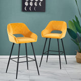 JaHECOME Tabourets de Bar avec Dossier, Accoudoirs et Repose-Pieds,Chaises de Bar Roubourés, Pieds en Métal Chaises pour Salon, Bistrots (2, Jaune)