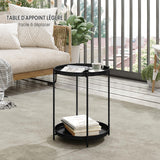 WOLTU Table Basse Ronde, Table d'Appoint, Table Salon, Petite Table Basse avec 2 Plateaux Amovibles, Table de Chevet, en Métal, Noir, BTS17sz