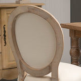 HOMCOM Lot de 2 chaises de Salle à Manger - Chaise de Salon médaillon Style Louis XVI - Bois Massif sculpté, patiné - Aspect Lin Beige