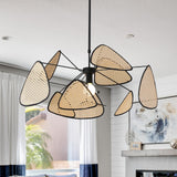 LJYKBFL Suspension Boho, Lustre en rotin, 10 Feuilles de Ferme tissées à la Main, luminaire Suspendu rétro au Plafond, Lustre Suspendu pour Salon, Chambre à Coucher, Salle à Manger, Cuisine