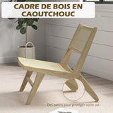 HOMCOM Fauteuil de Salon Relax, Fauteuil Lounge, Design bohème, Structure Bois d'hévéa, Dossier Assise cannage, Assise Profonde, pour Salon/Chambre, Naturel