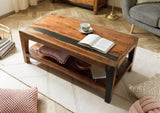 Ancona #201 Table Basse en Bois de sheesham - laqué/Brun foncé 115x60x45