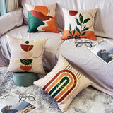 ARNTY Housse de Coussin, Housse Coussin 45x45 Lot de 4 Housses de Coussin Taie d'oreiller Décoratif Canapé pour Chambre, Canapé, Chaise, Lit,Jardin (Géométrie-Lin)