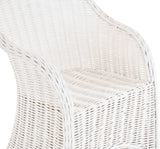 Fauteuil de salle à manger en rotin avec accoudoirs, blanc