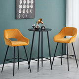 JaHECOME Tabourets de Bar avec Dossier, Accoudoirs et Repose-Pieds,Chaises de Bar Roubourés, Pieds en Métal Chaises pour Salon, Bistrots (2, Jaune)