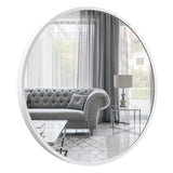 GOLD&CHROME UNIQUE DESIGN, Miroir Mural, Rond, avec Cadre en Aluminium - Blanc ⌀60 Miroir revêtue de téflon, résistante à l'humidité Cadre de Miroir, 2 cm de Profondeur, Peint par poudrage