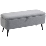 HOMCOM Banc de Rangement, Bout de lit, Coffre de Rangement en Tissu avec Pieds en Acier Noir, 101 x 38,5 x 44,5 cm, Gris