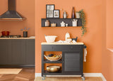 SoBuy Desserte de Cuisine Roulante Chariot de Service Multi-rangements Buffet Armoire de Cuisine, 1 Porte, 1 Grand Tiroir et 3 Crochets, 105x40x85.5 cm, Noir, FKW115-SCH