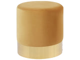 Beliani Pouf de Forme Cylindrique fabriqué en Velours Jaune avec Base Métallique Doré pour Salon ou Chambre Glamour et Moderne
