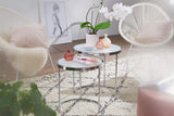 KADIMA DESIGN table de salon ronde Table d'appoint en verre blanc de l'argent table basse