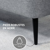 HOMCOM Banc de Rangement, Bout de lit, Coffre de Rangement en Tissu avec Pieds en Acier Noir, 101 x 38,5 x 44,5 cm, Gris