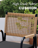 Zstar Chaise de Jardin, rotin tressé, Lot de 2, Coussins Inclus, Cadre métal, résistante aux intempéries, terrasse, Balcon, Piscine, Blanc, Confortable, mobilier extérieur, Noir