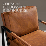 Yaheetech Fauteuil de Salon Moderne Fauteuil d'appoint Design avec Coussins Rembourrés Cadre en métal Fauteuil de Lecture Confortable Marron Clair