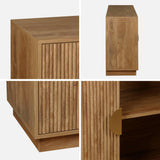 sweeek - Buffet Exotique 4 Portes. décor Bois de manguier rainuré. Buffet Bas. poignées en métal doré. L 180 x P 40 x H 75cm