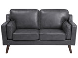 Canapé Fixe 2 Places Revêtement en Cuir PU Haut de Gamme Gris et Rembourrage Épais pour Salon au Design Rétro Beliani