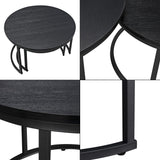 [en.casa] Set de 2 Tables Basses Rondes Gigognes de Tailles Différentes Table d'Appoint Bout de Canapé Design Intemporel Panneaux de Particules Acier Laqué Noir