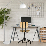 CCLIFE Lampe Lampadaire à arc salon courbée, Lampe arceau moderne en chrome Lampadaire sur pied marbre, Couleur: Blanc, réglable en hauteur 130-180cm