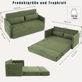 Canapé convertible 165 x 92 x 82 cm, canapé lit 2 places avec matelas en mousse, tissu velours côtelé, canapé compressible pliable 2 en 1 avec poches latérales - Idéal pour les petits espaces, Vert