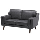 Canapé Fixe 2 Places Revêtement en Cuir PU Haut de Gamme Gris et Rembourrage Épais pour Salon au Design Rétro Beliani