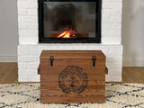 Uncle Joe's Caisse en Bois Coffre Table Basse Table d'appoint Vintage Style Shabby Chic Bois Massif Noyer