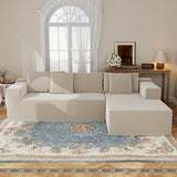 DEZAGCE Canapé d’Angle modulable en Tissu Beige, Grand canapé 4–5 Places avec méridienne, Coussins Inclus, Design Moderne et Confortable, 269 × 175 cm
