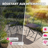 TecTake® Ensemble Table Ronde et Chaises Pliantes Table de Bistrot Bar Salon de Jardin Exterieur 2 Personnes, Structure en Acier lâqué époxy, Mobilier de Jardin Amenagement Balcon Terrasse Jardin