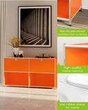 Simplink Buffet en métal avec 2 Portes à Rabat, ameublement Moderne, Parfait pour la Maison, Le Bureau, la Cuisine, Le Couloir, Le Foyer et la Chambre à Coucher (Orange Mat)