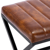 DUHOME Tabouret de Maquillage Rembourré Pouf Coiffeuse Moderne Ottoman X Leg Sièges Piano Pieds en Métal pour Chambre Salon Toilette, Marron Jaunâtre