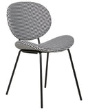 Beliani Lot de 2 Chaises de Salle à Manger Design Rétro sans Accoudoirs en Polyester Noir et Blanc Luana