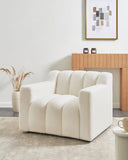 Beliani Fauteuil Moderne en Bouclé Tapissé Dossier Rembourré Épais Blanc Cassé Agerup