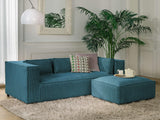Lisa Design - Canapé Stella en Velours Côtelé - Sofa Bleu Canard 3 Places - Salon